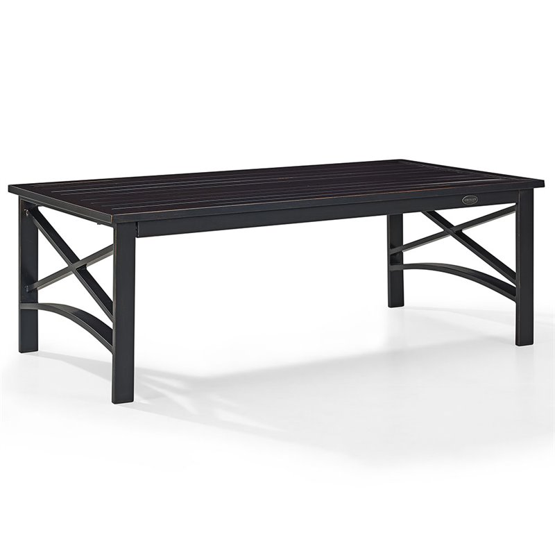 Afuera Living Coastal Metal Patio Coffee Table in Oil Rubbed Bronze