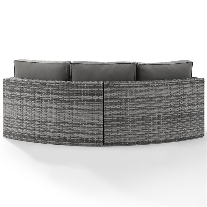 Afuera Living Outdoor Wicker Curved Patio Sectional Sofa in Gray