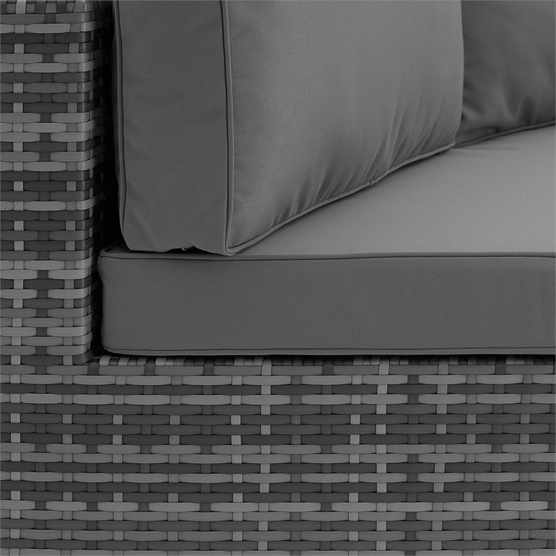 Afuera Living Outdoor Wicker Curved Patio Sectional Sofa in Gray