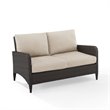 Afuera Living Outdoor Flat Brown Wicker Loveseat with Beige Cushions
