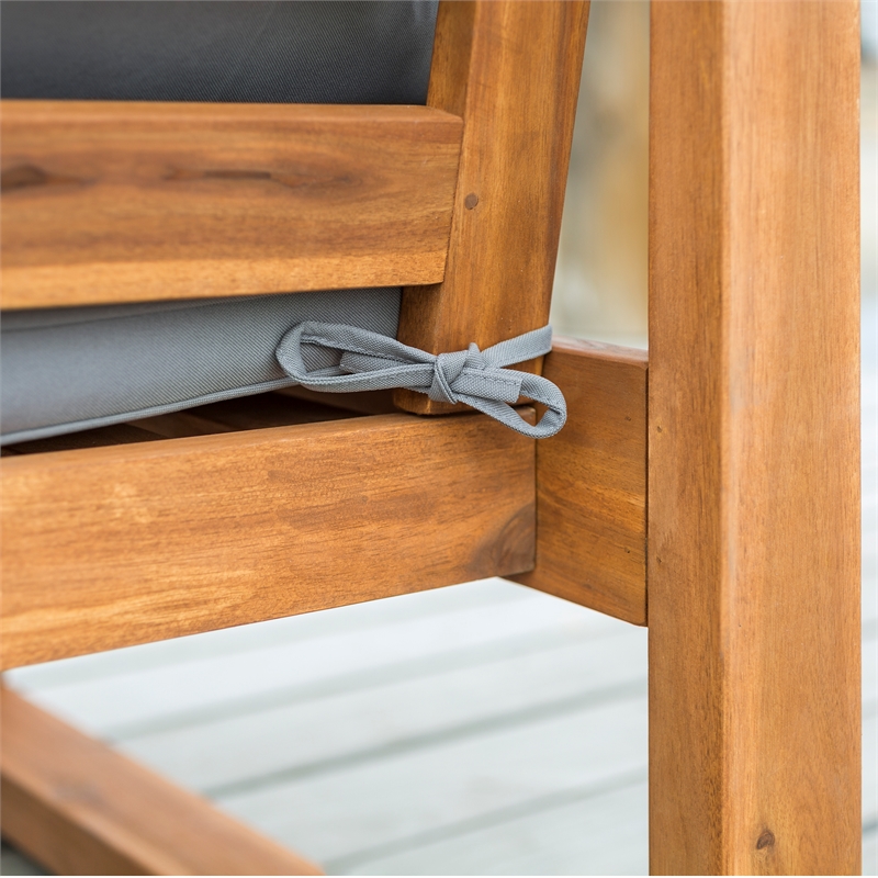 Afuera Living Open Side Patio Loveseat with Gray Cushions in Brown