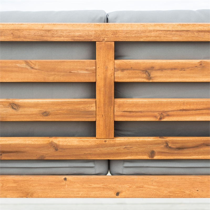 Afuera Living Open Side Patio Loveseat with Gray Cushions in Brown