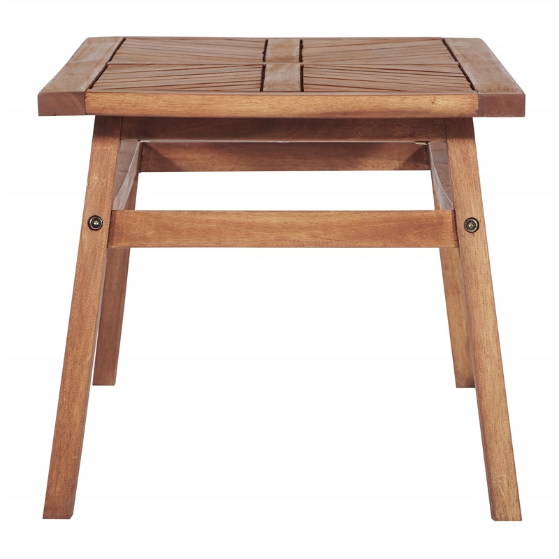 Afuera Living Outdoor Patio Wood Coffee Table in Stained Brown