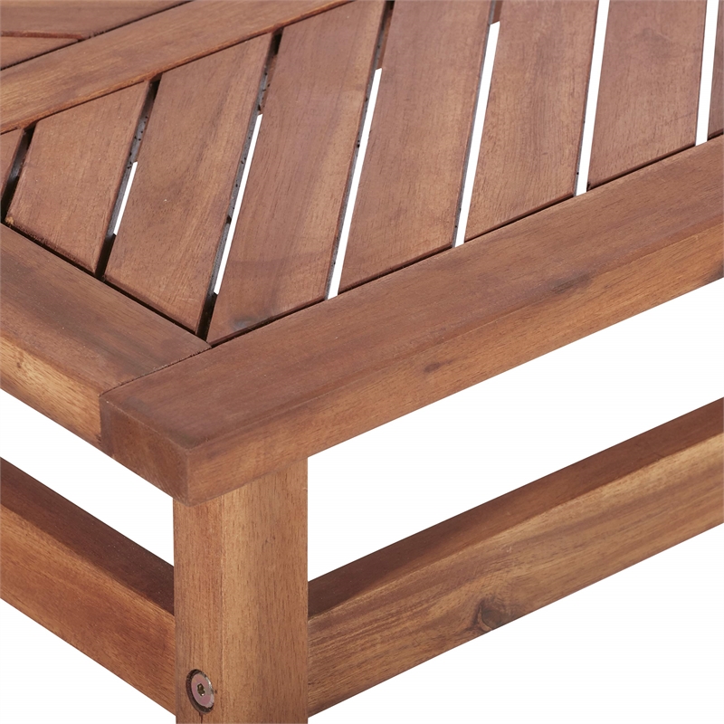 Afuera Living Outdoor Patio Wood Coffee Table in Stained Brown