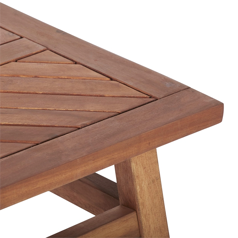 Afuera Living Outdoor Patio Wood Coffee Table in Stained Brown