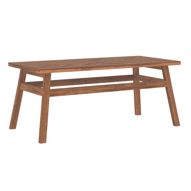 Afuera Living Outdoor Patio Wood Coffee Table in Stained Brown