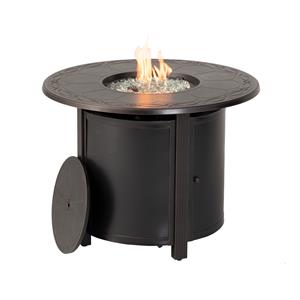 Afuera Living 34&quot Round Aluminum Gas Fire Pit Chat Table in Topaz Gray