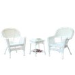 Afuera Living 3 Piece Wicker Conversation Set in White without Cushion