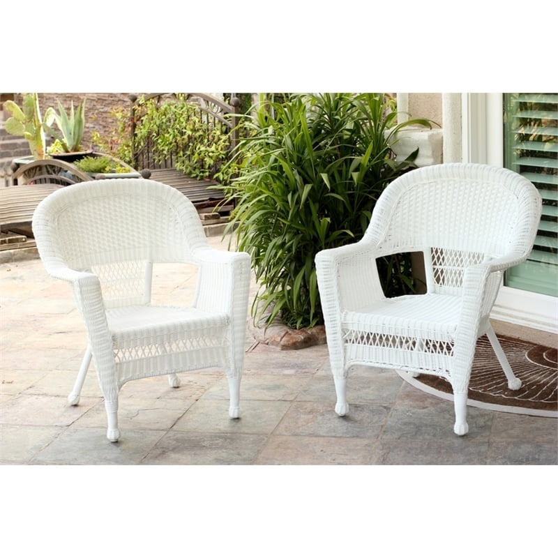 Afuera Living 3 Piece Wicker Conversation Set in White without Cushion