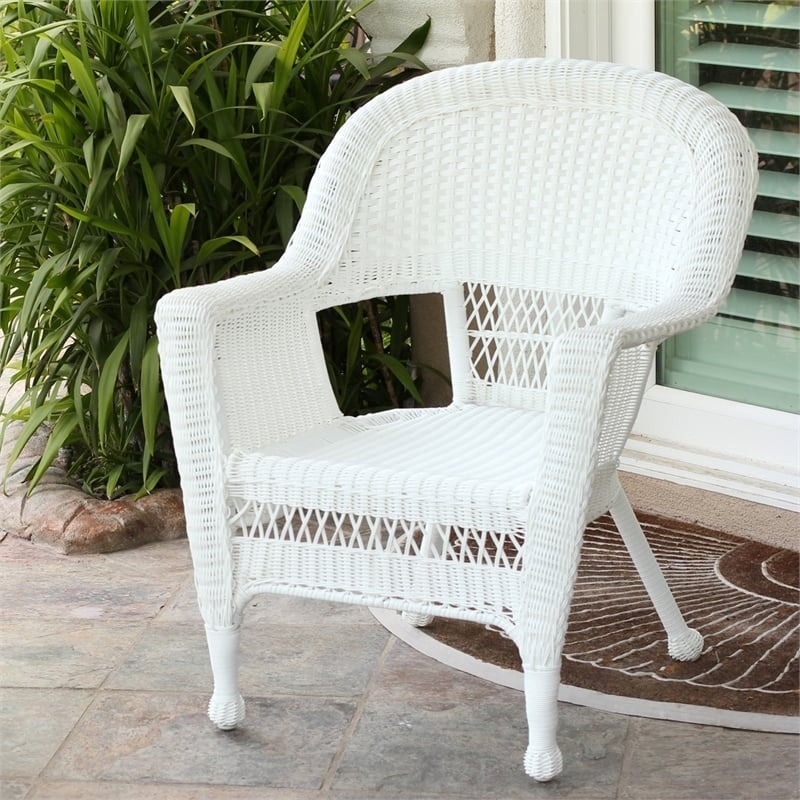Afuera Living 3 Piece Wicker Conversation Set in White without Cushion