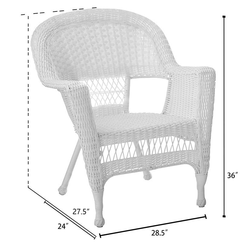 Afuera Living Wicker / Rattan Chair with Cushion in White/Blue (Set of 2)