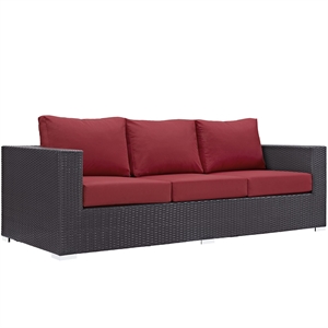 Afuera Living Patio Sofa in Espresso and Red
