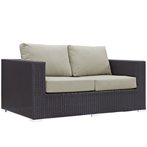 Afuera Living Patio Loveseat in Espresso and Beige