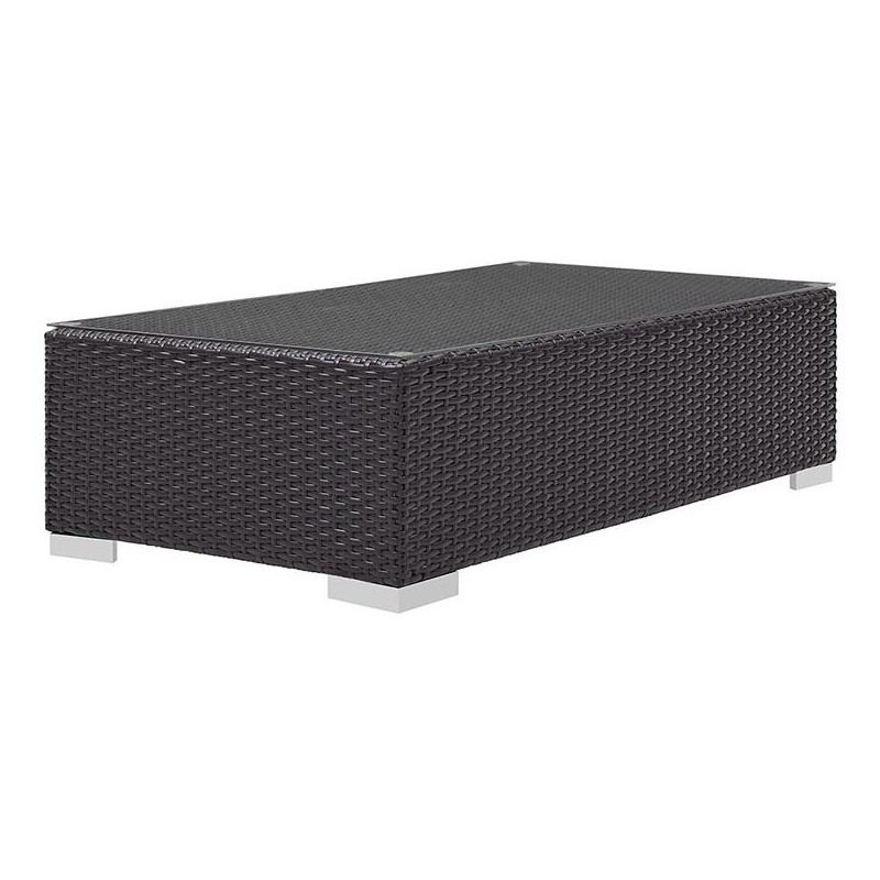 Afuera Living Contemporary Wicker Patio Coffee Table in Espresso