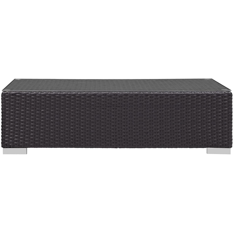 Afuera Living Contemporary Wicker Patio Coffee Table in Espresso