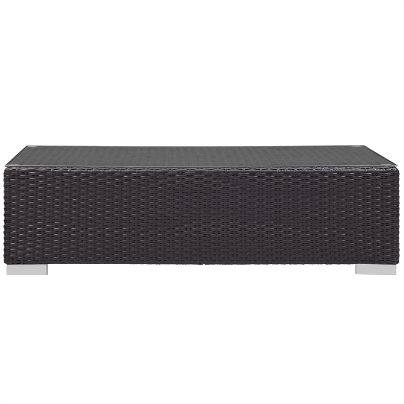 Afuera Living Contemporary Wicker Patio Coffee Table in Espresso