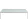 Afuera Living Modern Aluminum Glass Top Patio Coffee Table in White