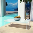 Afuera Living Modern Aluminum Glass Top Patio Coffee Table in White