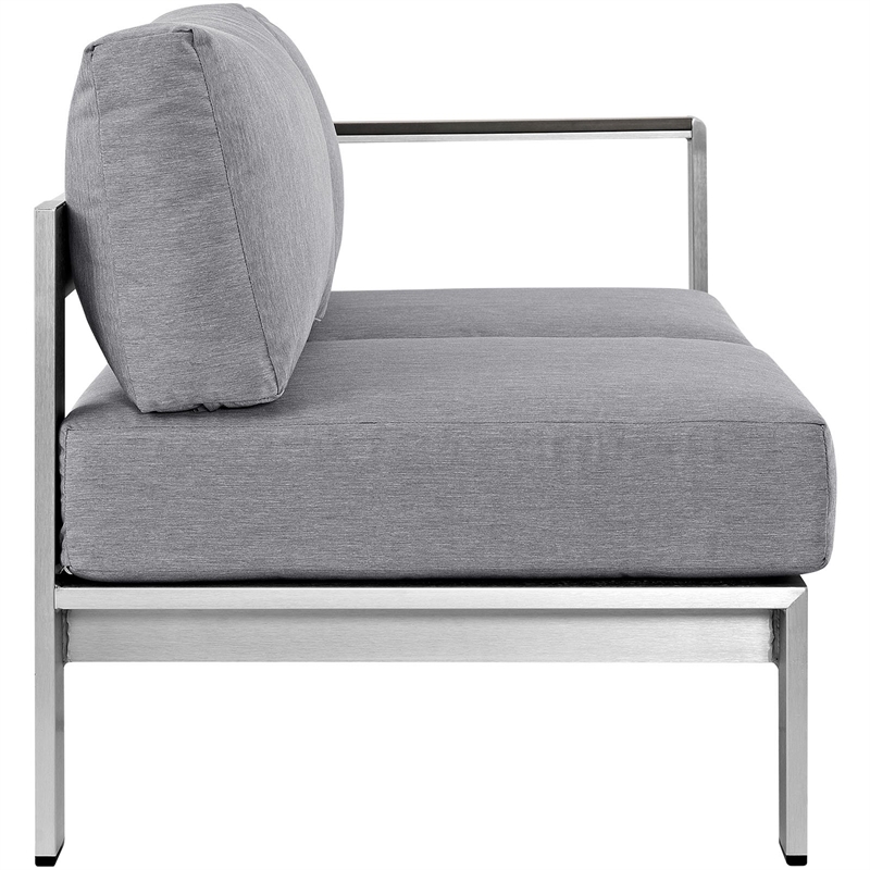 Afuera Living Modern Aluminum Outdoor Right Arm Corner Loveseat in Gray//Silver