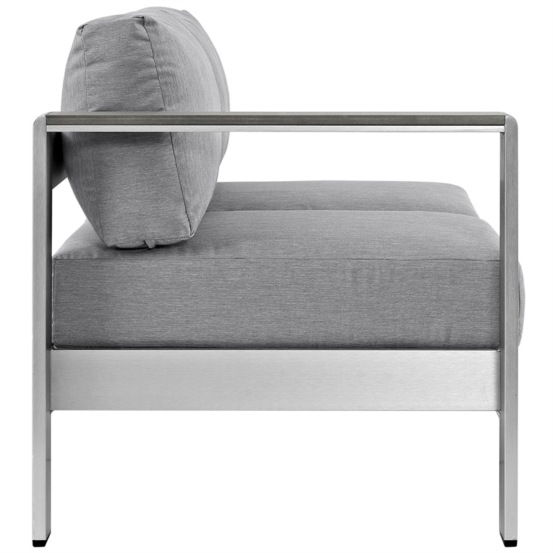 Afuera Living Modern Aluminum Outdoor Left Arm Loveseat in Gray/Silver