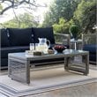 Afuera Living Glass Top Patio Coffee Table in Gray