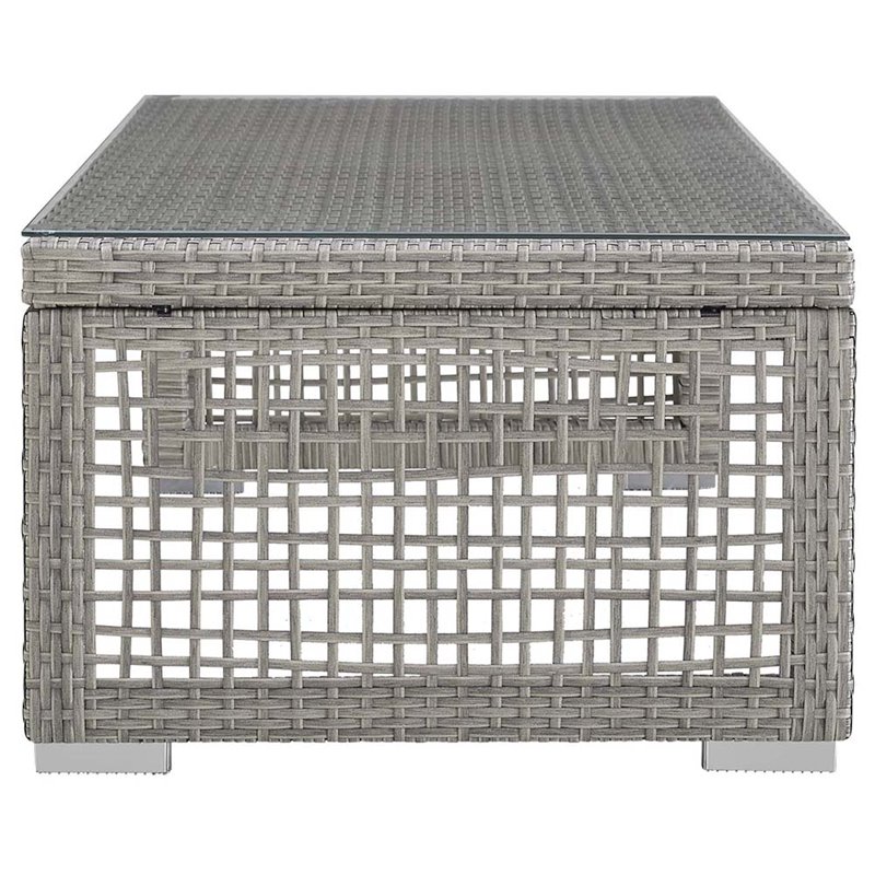 Afuera Living Glass Top Patio Coffee Table in Gray
