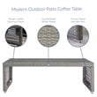 Afuera Living Glass Top Patio Coffee Table in Gray