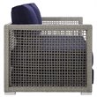 Afuera Living Wicker Patio Loveseat in Gray and Navy