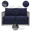 Afuera Living Wicker Patio Loveseat in Gray and Navy