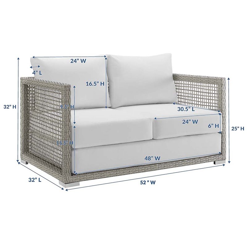 Afuera Living Wicker Patio Loveseat in Gray White