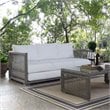 Afuera Living Wicker Patio Sofa in Gray and White