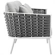 Afuera Living Aluminum Patio Sofa in White Gray
