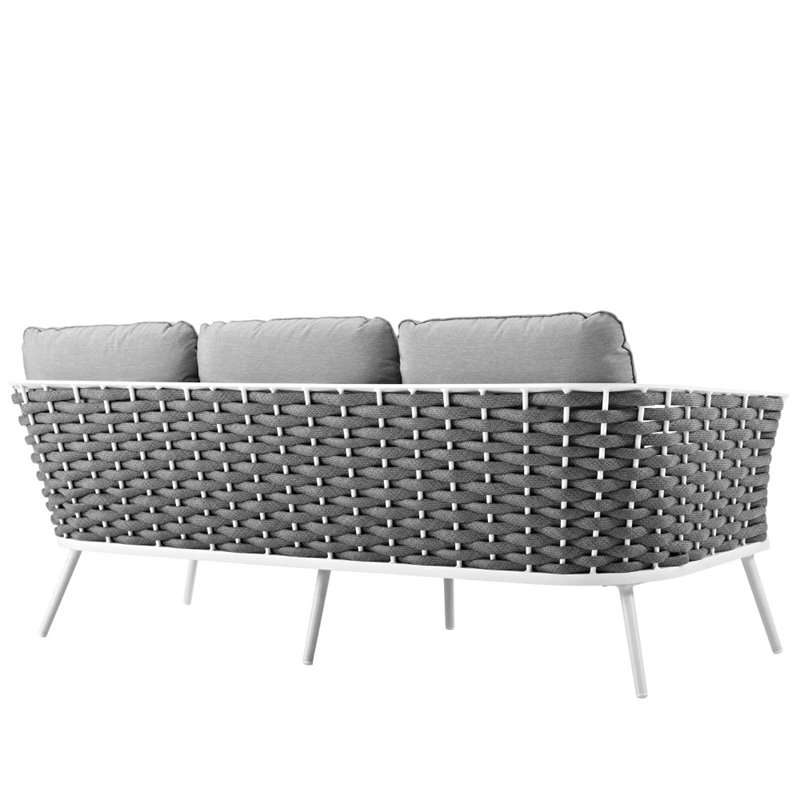 Afuera Living Aluminum Patio Sofa in White Gray