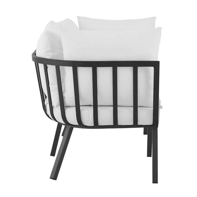 Afuera Living 2 Piece Modern Aluminum Patio Sectional Sofa in Gray/White