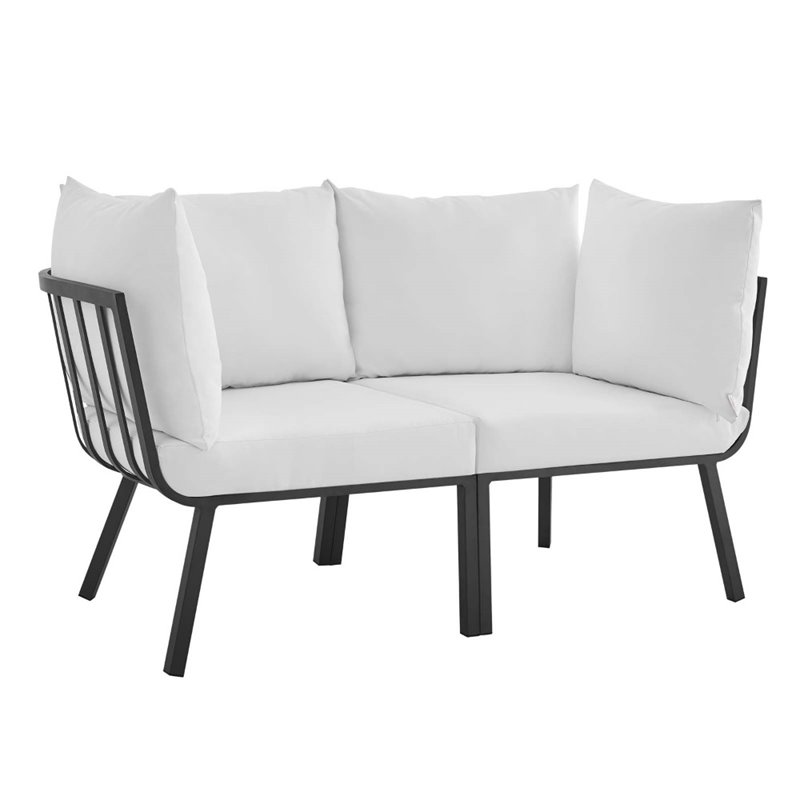 Afuera Living 2 Piece Modern Aluminum Patio Sectional Sofa in Gray/White