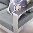 Afuera Living Modern Aluminum/Fabric Patio Sofa in Silver/Gray