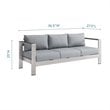 Afuera Living Modern Aluminum/Fabric Patio Sofa in Silver/Gray