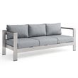 Afuera Living Modern Aluminum/Fabric Patio Sofa in Silver/Gray