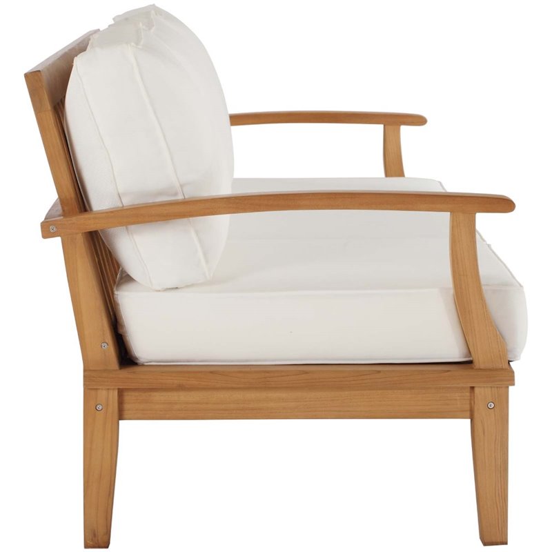Afuera Living Solid Wood Patio Sofa in Natural and White