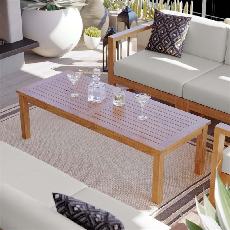 Afuera Living Teak Wood Patio Coffee Table in Natural