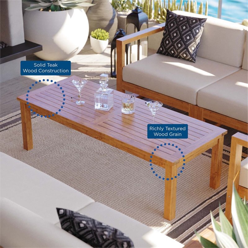 Afuera Living Teak Wood Patio Coffee Table in Natural