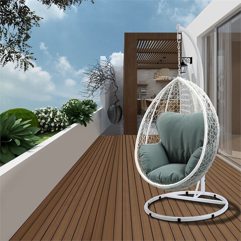 Afuera Living Patio Swing Chair in Green and White