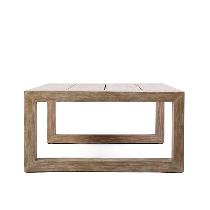 Afuera Living Light Solid Eucalyptus Outdoor Patio Coffee Table with Teak Finish