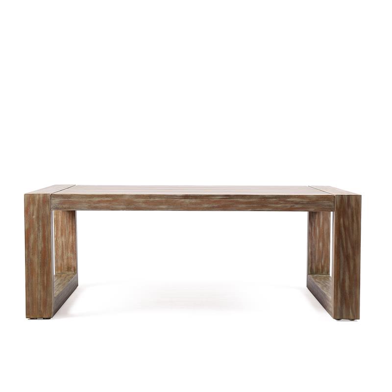Afuera Living Light Solid Eucalyptus Outdoor Patio Coffee Table with Teak Finish