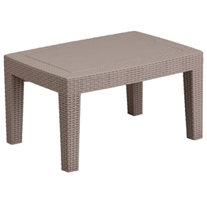 Afuera Living Wicker Plank Top Patio Coffee Table in Light Gray