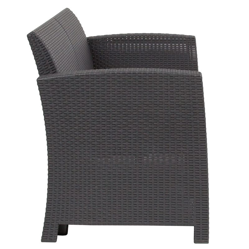 Afuera Living Wicker Patio Loveseat in Dark Gray