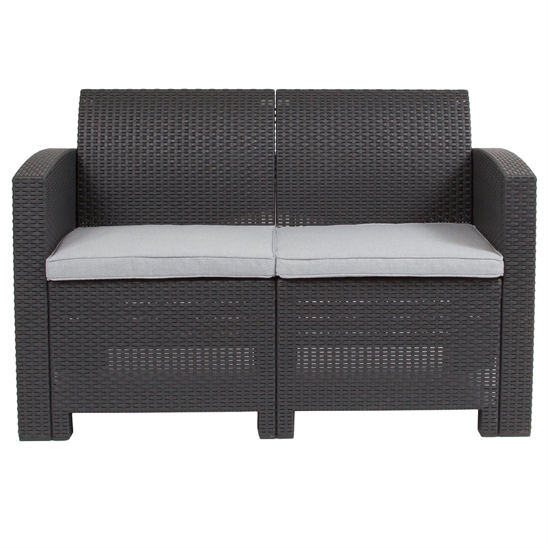 Afuera Living Wicker Patio Loveseat in Dark Gray
