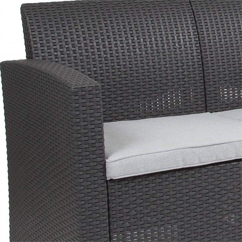 Afuera Living Wicker Patio Loveseat in Dark Gray