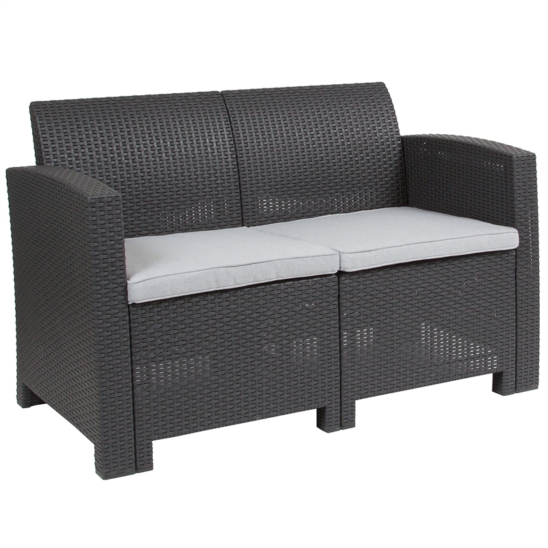 Afuera Living Wicker Patio Loveseat in Dark Gray