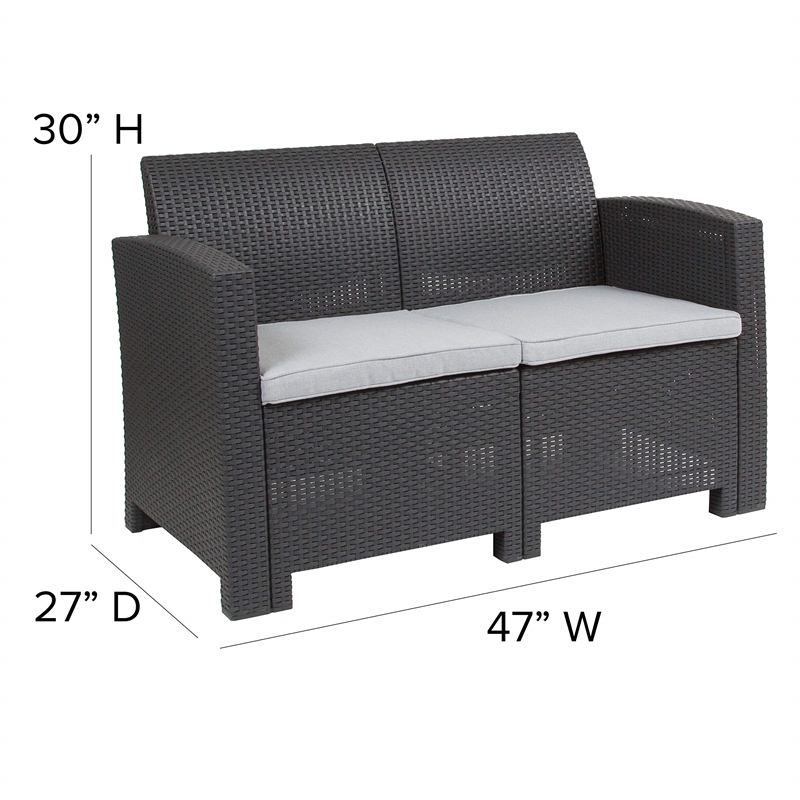 Afuera Living Wicker Patio Loveseat in Dark Gray